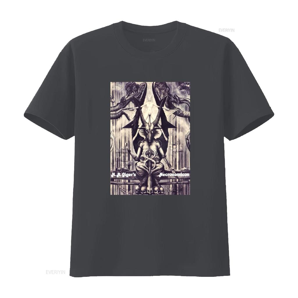 HR Giger Necronomicon T Shirt Unique Fantasy Art Print for Men and Women vintage Washed Unisex streetwear graphic Soft