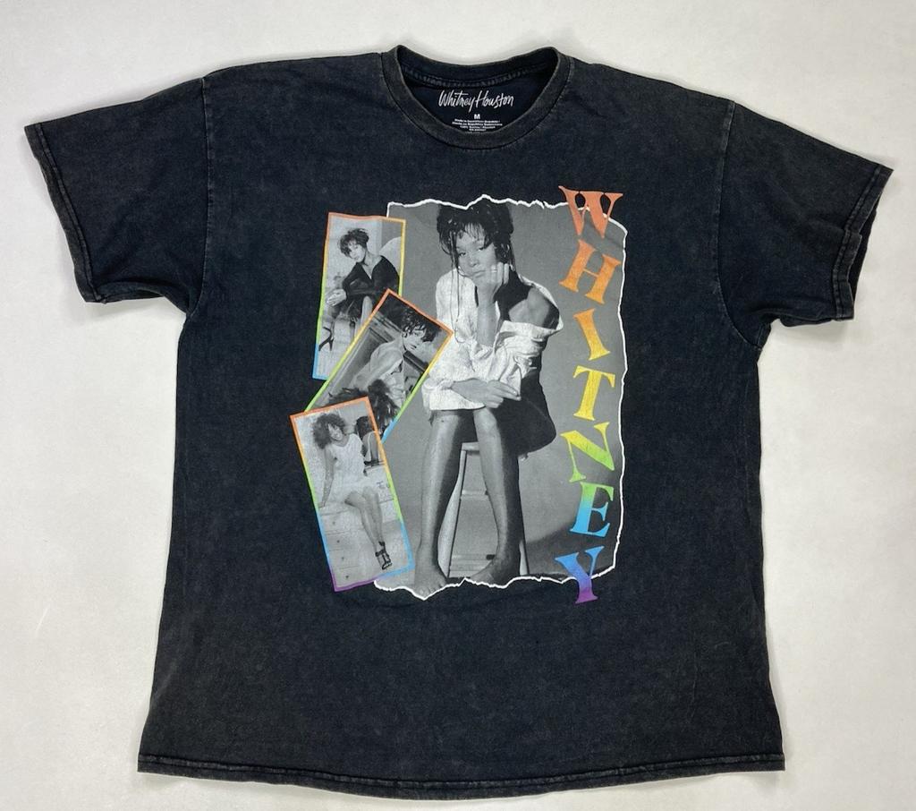 Whitney Houston Retro Graphic T-shirt Men Large Black Wash Music