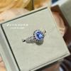 Women's 3Ct Synthetic Blue Sapphire Open Ring Light Luxury Spinel High Carbon Diamond Unique Daily Jewelry