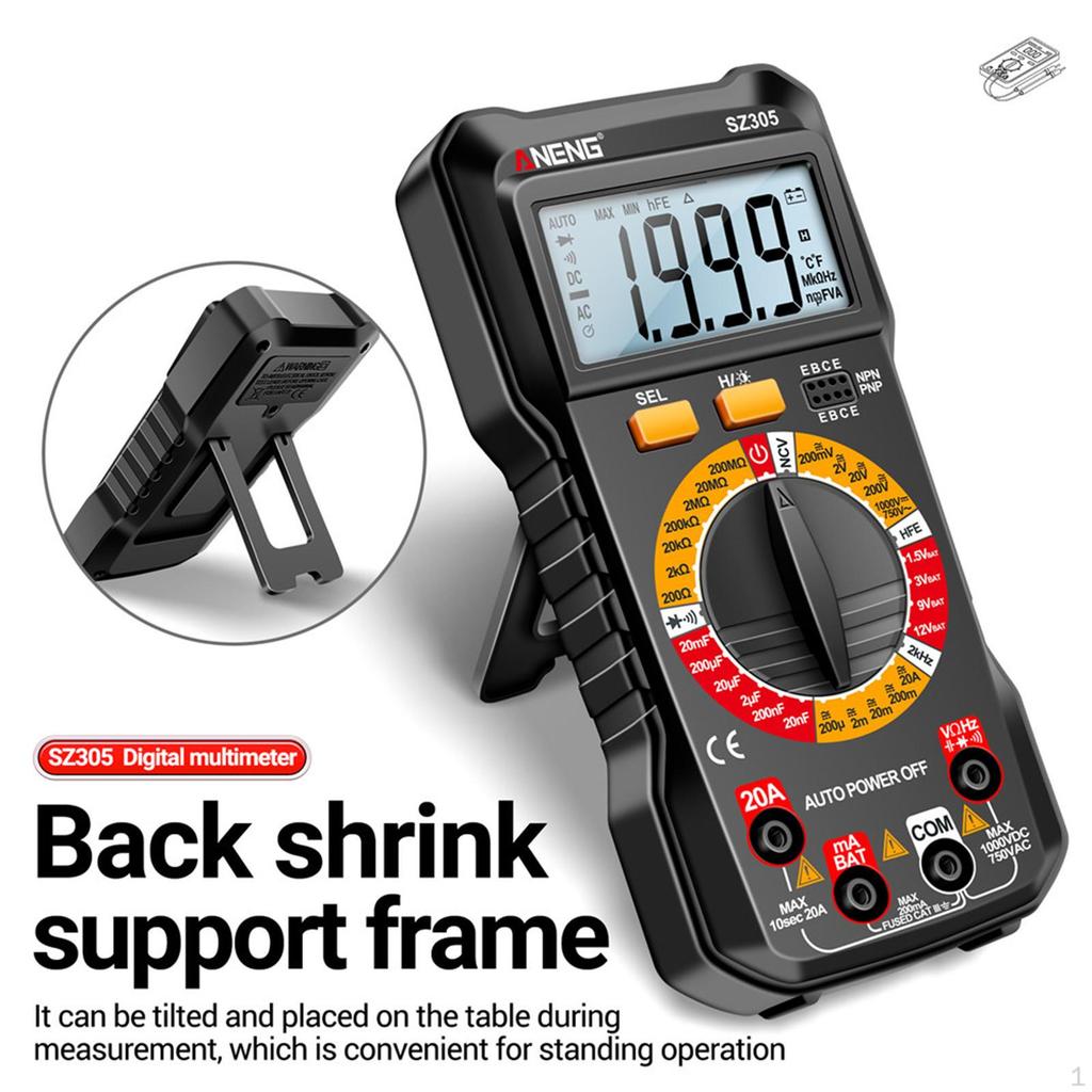 Digital Multimeter DC Voltmeter LCD Display Current Non-contt Meansures Ncv Auto Range Pocket