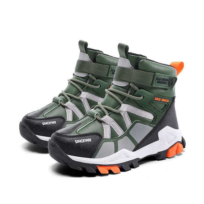 31-40 Children's Winter Large Fashion Outdoor Velcro High Top Plush Warm Cotton Boots Snow Boots