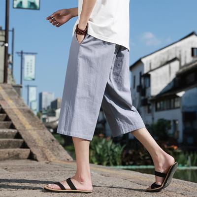 Летние повседневные льняные шорты Новые хлопковые прямые мужские легкие шорты Большой однотонный цвет Спортивные пятые шорты для пляжа