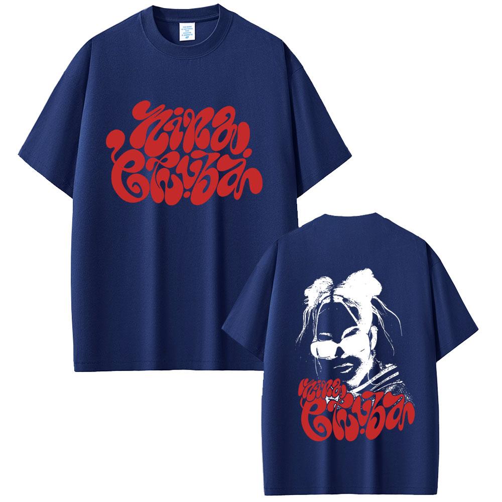 2025 Summer Rapper Nina Chuba Face Graphic Men Women Hip Hop Fashion Short Sleeve 100% Pure Cotton Printed Leisure T-shirt