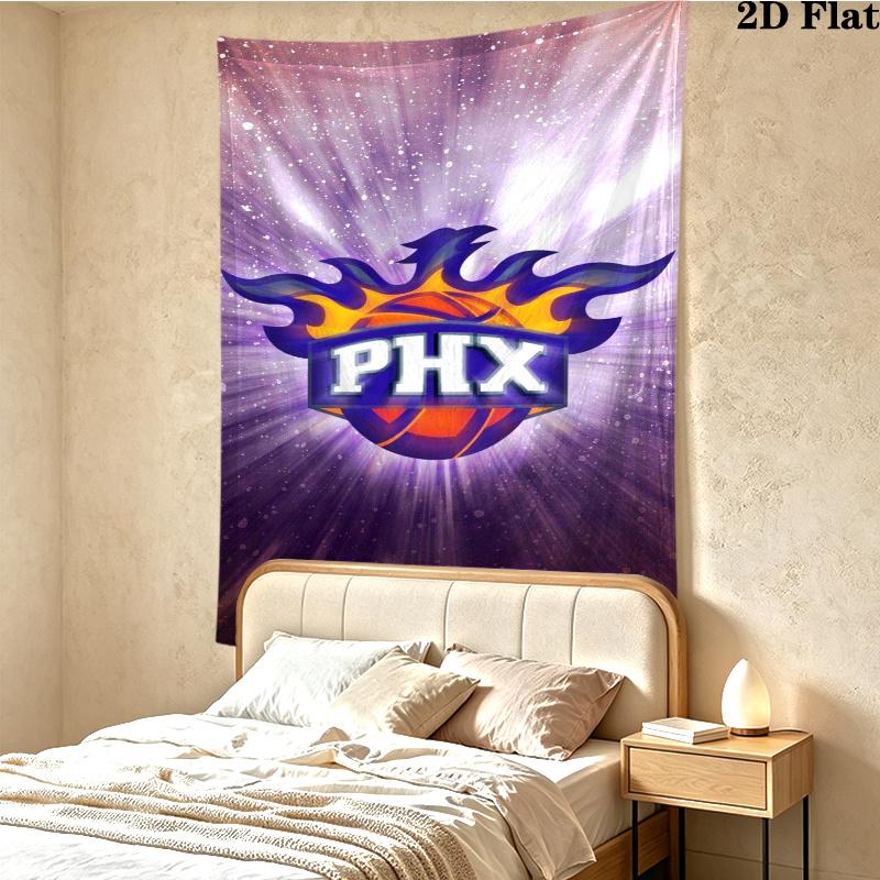 Phoenix Suns Logo Wall Tapestry Aesthetic Wall Hanging Printed Fabric Blanket Decorative Tapestries for Bedroom Living Room Home Decor