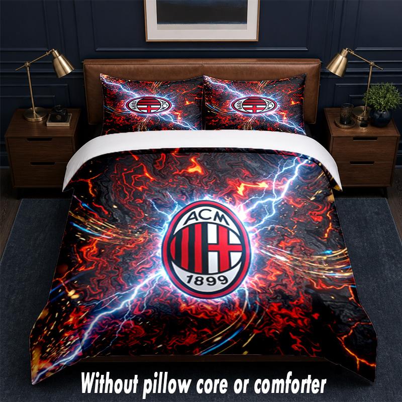 AC Milan Design Bed Bedding Set 1 Duvet Cover + 2 Pillowcases Soft Breathable Household Bed Linens