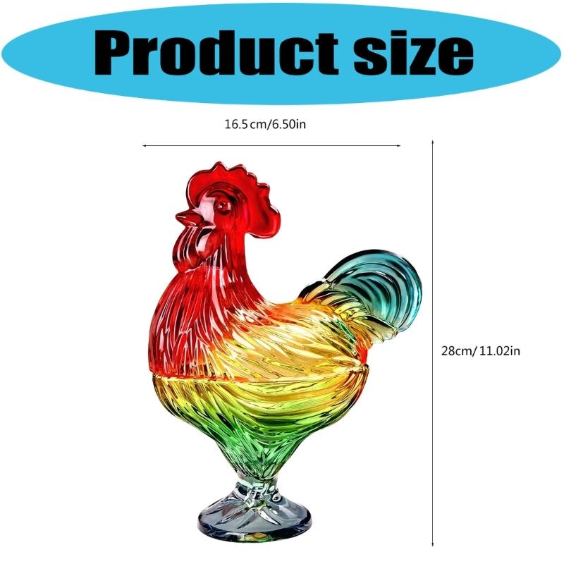 652F Glass Crystal Cocks-Shape Candy Dishes Creative Chicken Fruit Bowl with Lid Table Decoration Dessert Plate Home Decors