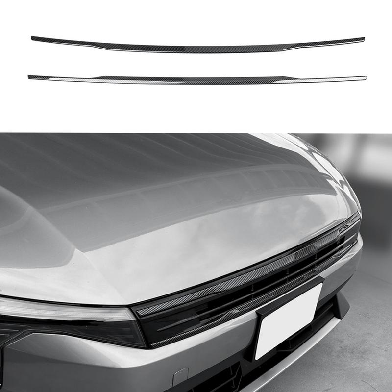 2PCS Carbon Fiber ABS Plastic Hood Grille Front Bumper Mesh Decorative StripTrim For Kia K4 2024-2026 Car Exterior Accessories