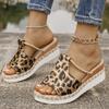 Fashion Fashion Leopard Print Wedge Slippers Women Summer Peep Toe Platform Sandals Woman Lightweight Non Slip Beach Sandles Plus Size