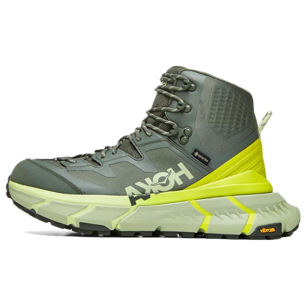 HOKA One One Tennine Hike Gtx 109 Нескользящие Прочные Водонепроницаемые Высокие Наружные Функциональные Ботинки Мужские Обувь Вечерний-Примулы-Зеленый 1113510-TEPR