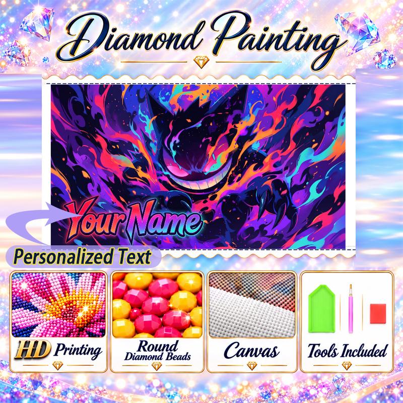 Personalized Gengar Diamond Art Custom Name 5D Diamond Painting Full Drill DIY Craft