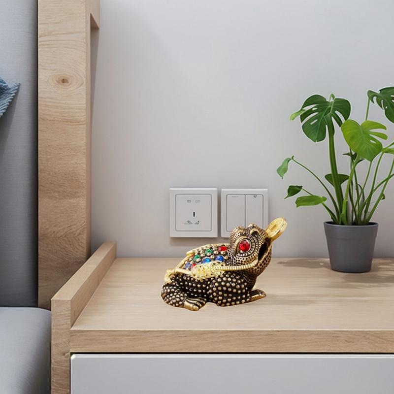 1/2Pcs Copper Money Frog Ornament Brass Money Frog Statue Feng Shui Three Legged Wealth Toad Golden Chinese Luck Figurine