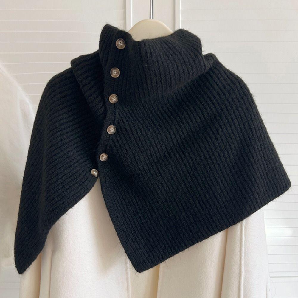 Thicken Knitted Shawl Button Scarves Knitwear Korean Style Women Winter Shawl Women