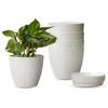 Круглый горшок для цветов 5 дюймов/12,9 см для помещения и улицы, белый, лучший для декора террасы/балкона/дома/офиса – Набор из 5 штук