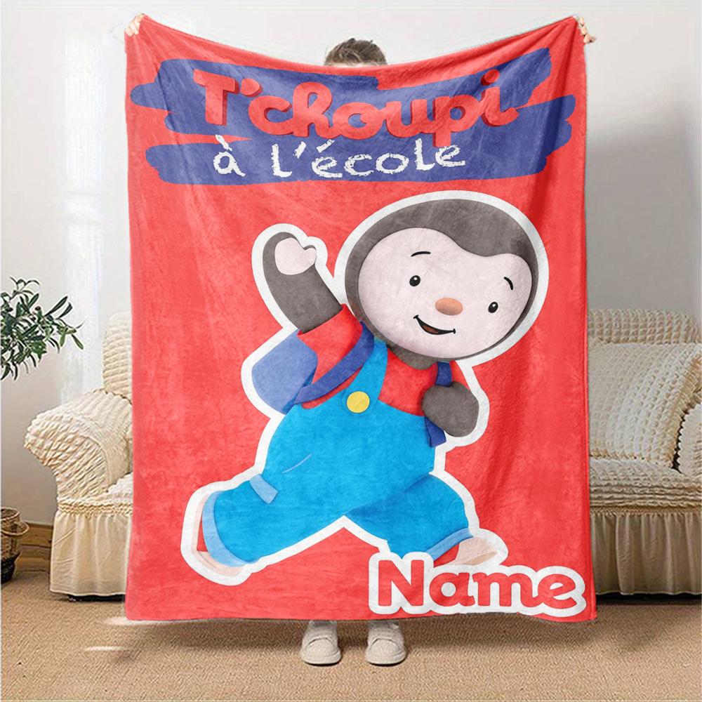 Custom Name Tchoupi Theme Printed Blanket Perfect For Couch Bed Travel Outdoor Use Machine Washable Cozy Durable