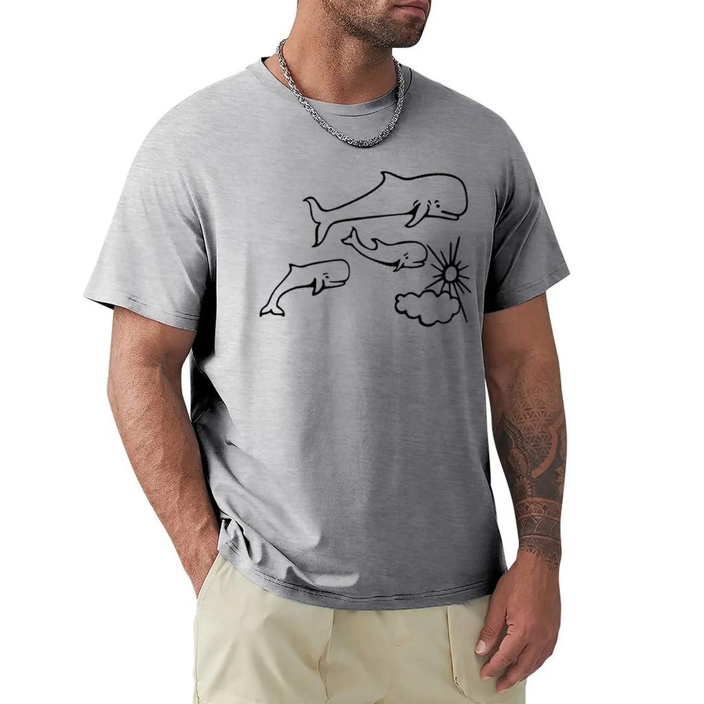 Whale and Sun Tattoo by Robe De Extremoduro T-shirt Retro Clothing Modest Custom Design Their Own Clothing Heavyweight Men