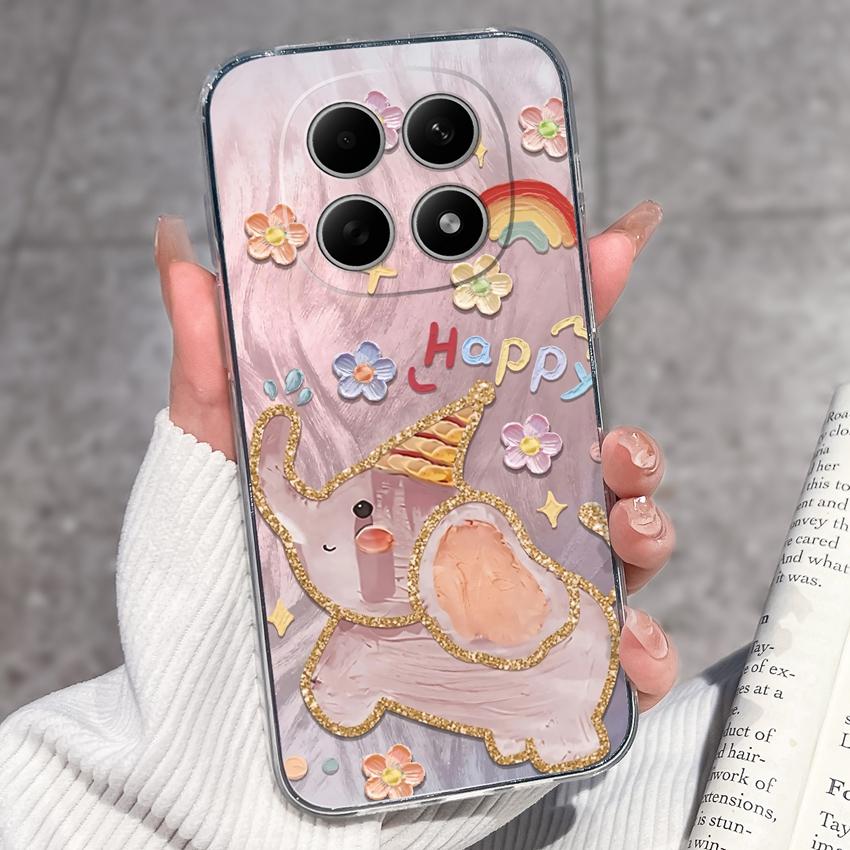 For Redmi Note 15 14 13 Pro Plus 5 5A 4 4X Phone Case Chinese Style Red-Crowned Crane Patterns Transparent TPU Shockproof Casing For Redmi Soft Covers