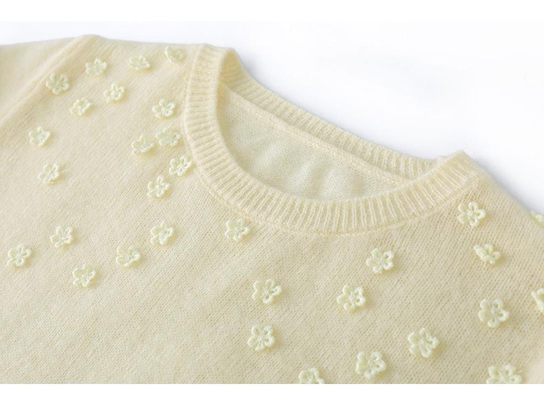 2025 Autumn/Winter Women's Pure Wool Embroidered Round Neck Knitwear Sweater: Long Sleeve, Loose Fit