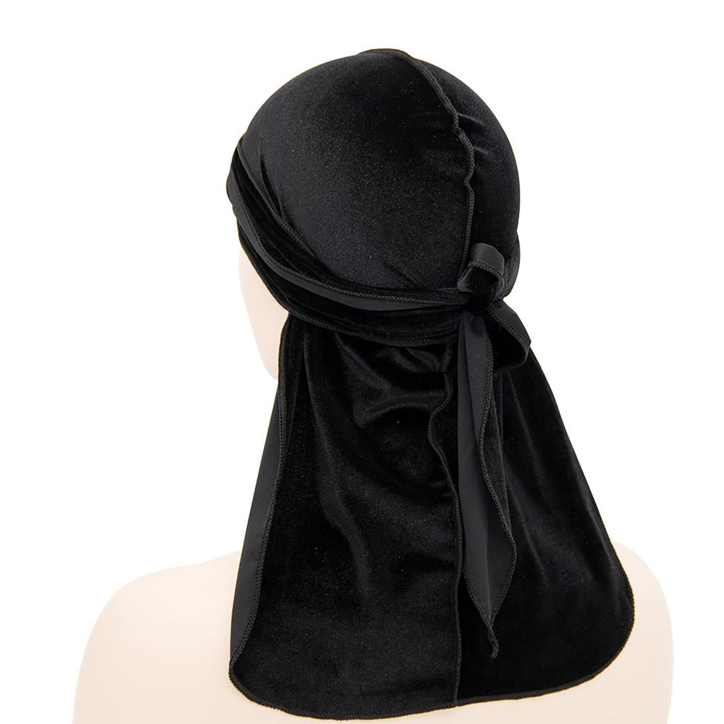 Men's And Women's Satin Elastic Hat Velvet Long Tail Pirate Hat Hip Hop Oversize Bandana Hat