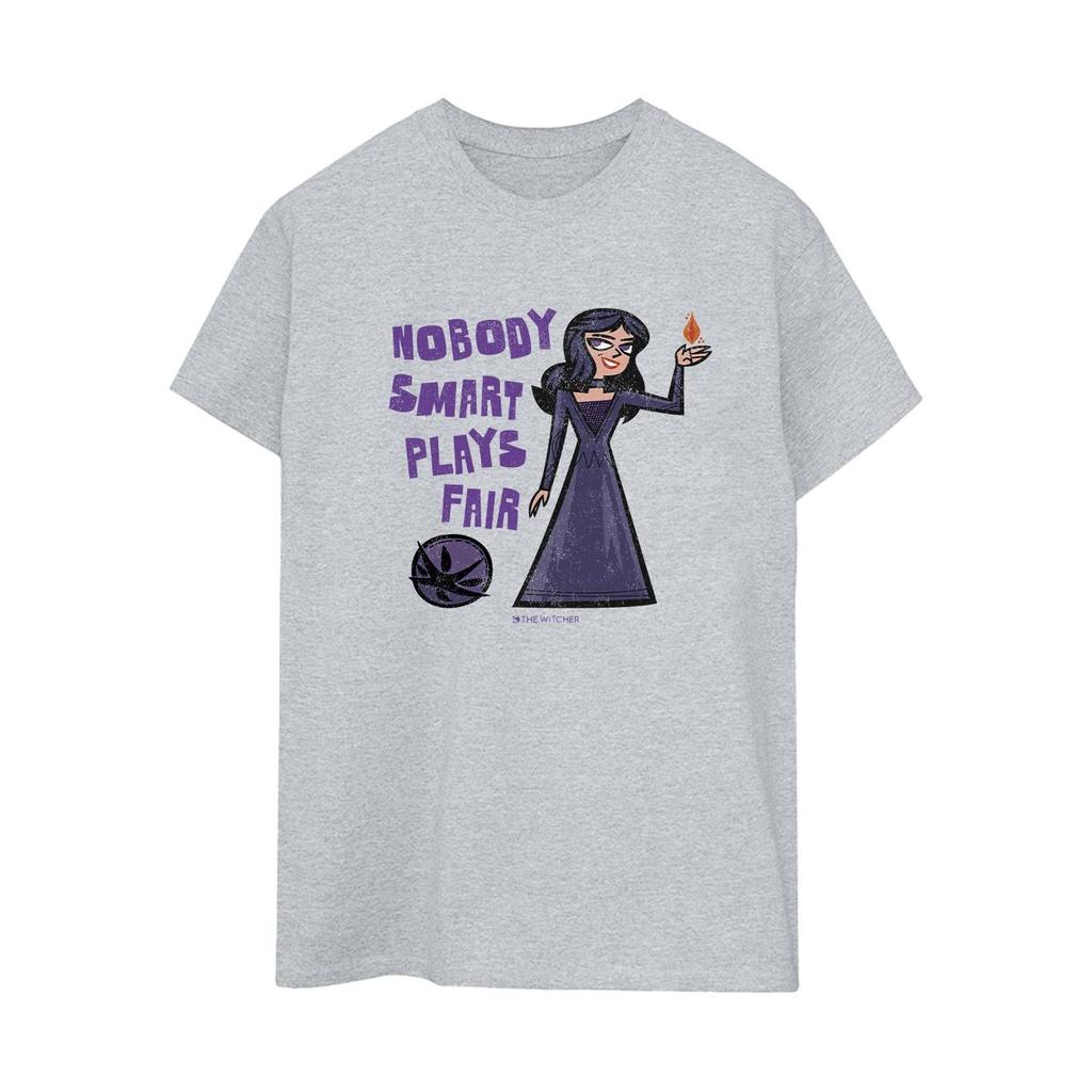 Netflix Womens/Ladies The Witcher Nobody Smart Plays Fair Cotton Boyfriend T-Shirt