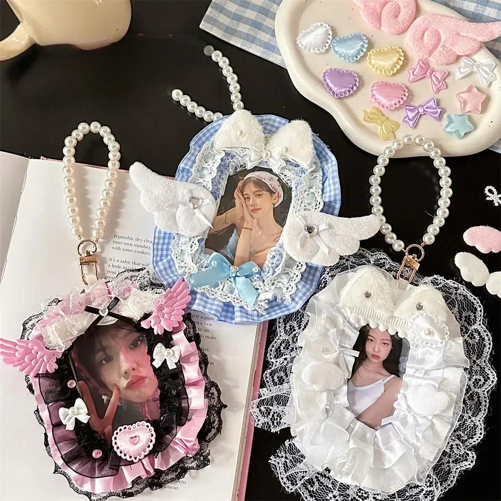 Милые материалы для открыток своими руками, кружевной бант, звезды, жемчужные крылья, держатель для карт, украшение для девочек своими руками, нашивка, аксессуары для украшений