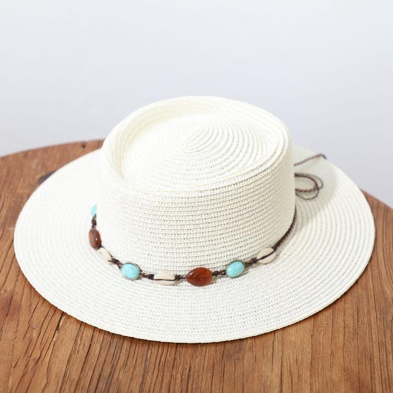 French hat ladies summer beach weave ins wind retro sunscreen visor visor flat top hat tide