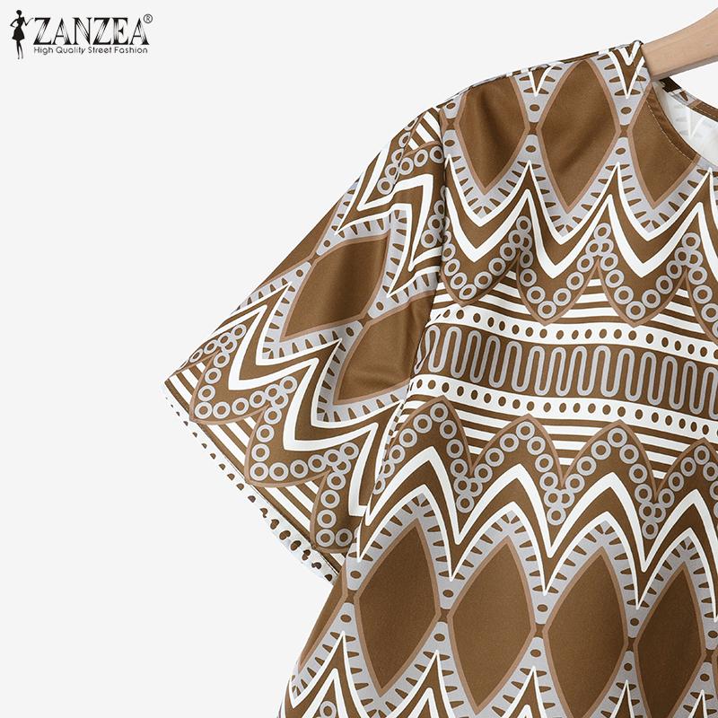 ZANZEA Женские летние комплекты из двух частей: блузка с коротким рукавом и длинные юбки