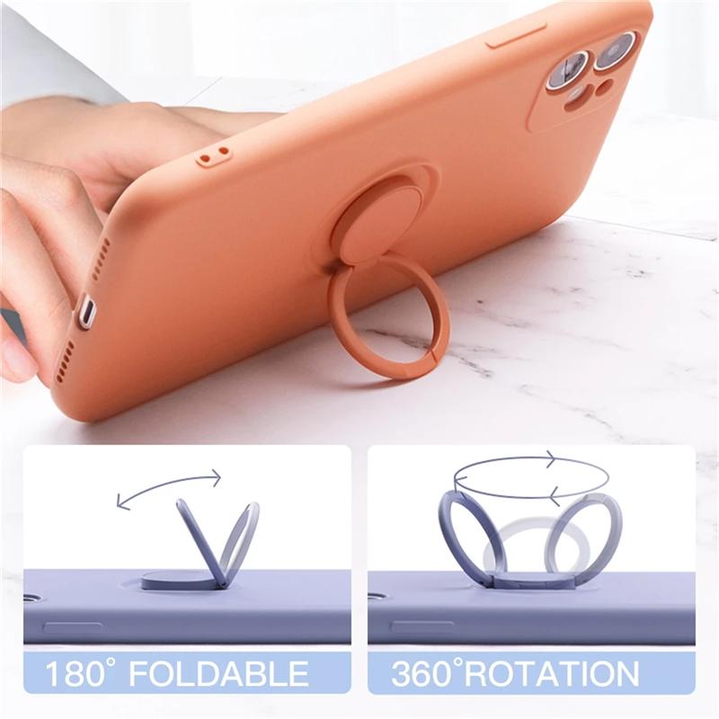 For For Iphone 17 Pro Max Ring Holder Magnetic Liquid Silicone Frame Phone Cover For For Iphone Air 16 15 14 13 12 11 Strap Case
