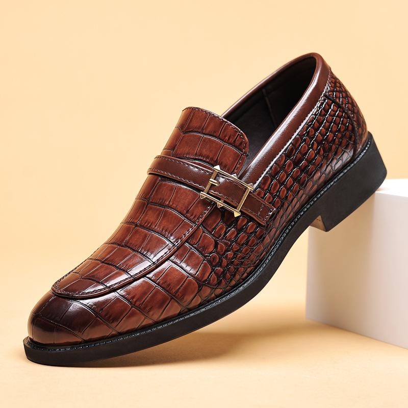 Fashion High Quality Leather Shoes for Men Casual Classic Loafers Crocodile Skin Men Dress Shoes Formal Oxford Office Wedding Shoes