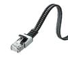 SANWA SUPPLY LAN CAT6A Mesh Flat Metal Gigabit Ethernet Cable with Tabs and RJ45 Connectors Black Cable, Connector, 10Gbps/500MHz Anti-Snatch (10m), &