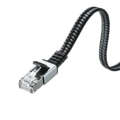 SANWA SUPPLY LAN CAT6A Сетчатый Плоский Металлический Гигабитный Ethernet Кабель с Защелками и Разъемами RJ45 Черный Кабель, Разъем, 10 Гбит/с/500 МГц Защита от Запутывания (10м), &