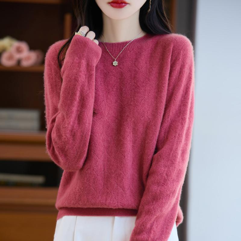 Women's Cashmere Sweater Qinghe Cashmere 30% Cashmere 70% Wool Autumn and Winter Pullover Warm and Fashionable
