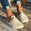 Fashion Women Slippers Mules Fur Women Shoes Winter New Buckle Flats Platform Walking Plush Ladies Slides Casual Warm Indoor Boots Women