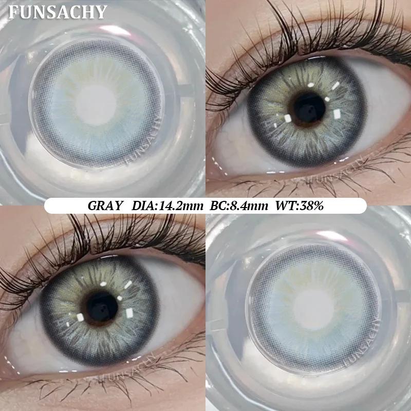 FUNSACHY Color Contacts 1Pair Natural Brown Корейские большие контактные линзы для глаз Красота серые зрачки цветные мягкие линзы ежегодно