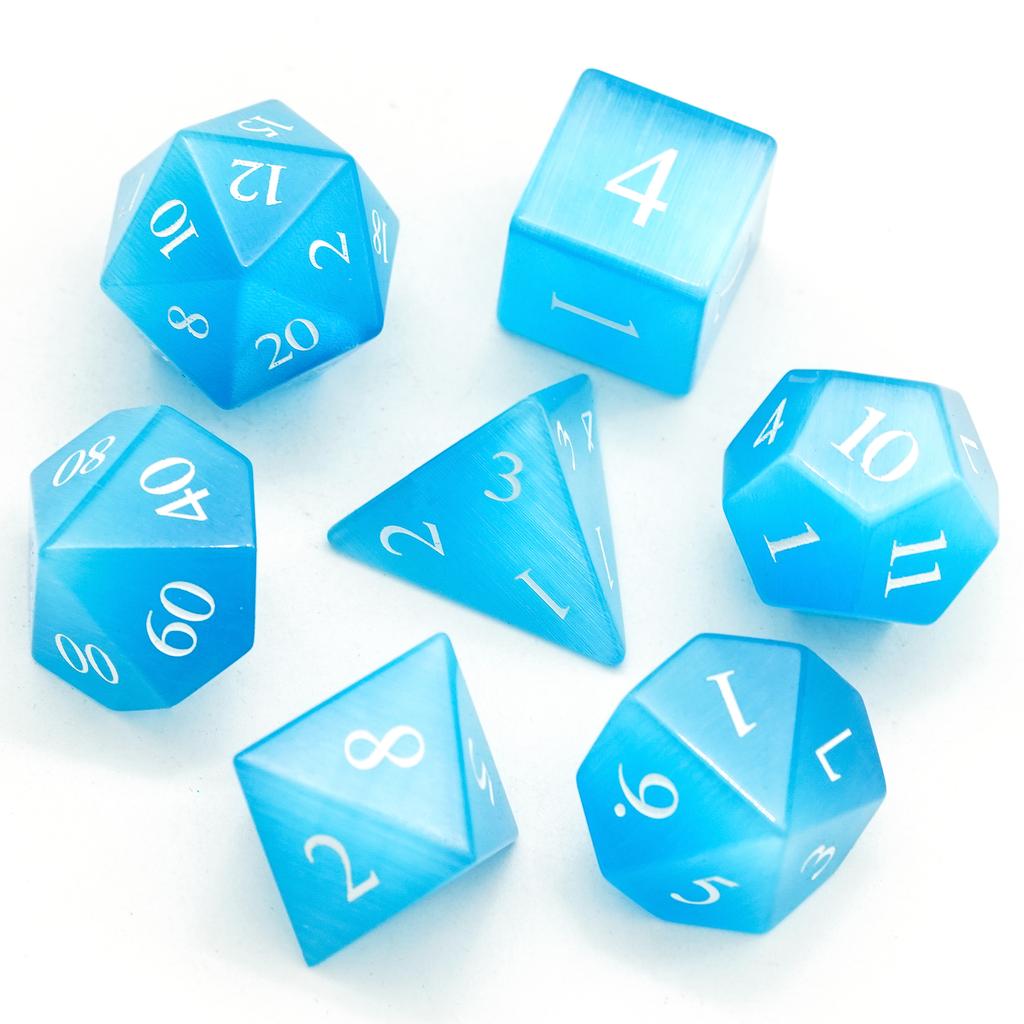 Набор полиэдрических костей Cusdie 'Кошачий глаз' D4-D20, ручная работа, с кожаным футляром для настольных RPG