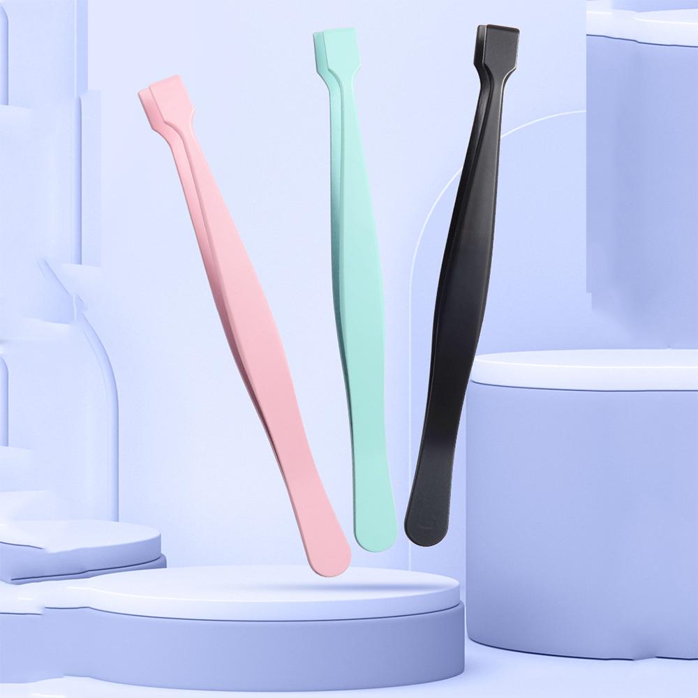 Flat Head Tweezers Stainless Steel Eyelash Grafting Tweezers False Eyelash Tweezers Light Weight For Beauty Salon Novice Use