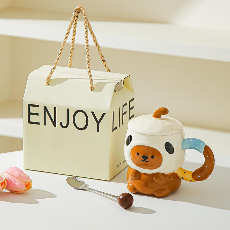Милая милая мультяшная керамическая кружка-поросенок с крышкой для дня рождения девочки, для подруги, практичный сувенир, подарочная коробка