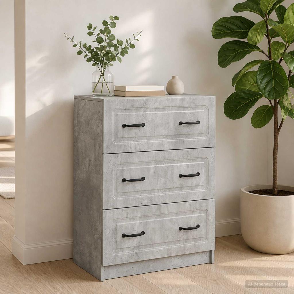Drawer Cabinet Concrete Grey 66 x 34.5 x 87 cm Particleboard
