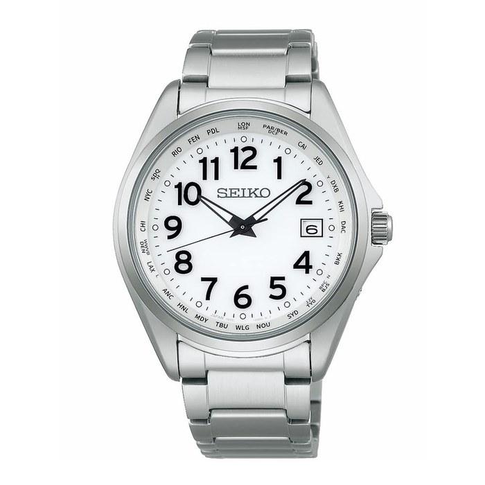 Часы Seiko Seiko Selection Титановые Солнечные Радиоуправляемые Мировое Время SBTM327 Серебристый/Белый (Арабские цифры)
