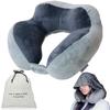 Neck Pillow with Original Storage Blackout Size Adjustment 4 Humps To Support the Smooth for Portable Neck Light Gray Bag, Hood, Button, Unisex, Head,