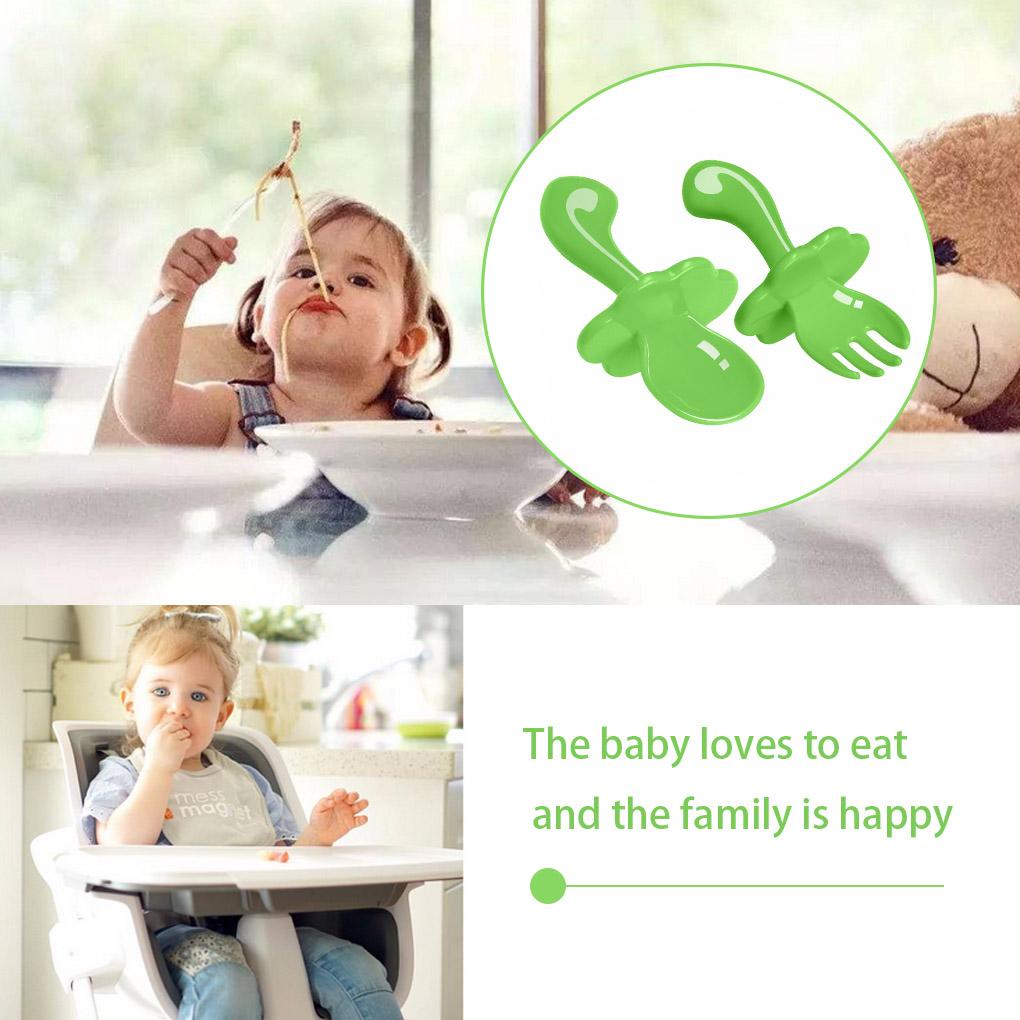 Baby Cloud Fork Spoon Short Handle Eating Training Self Feeding Tools for Infant