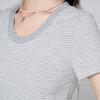 Handsome commuting style versatile T-shirt for women: slim fit round neck striped short sleeved base top