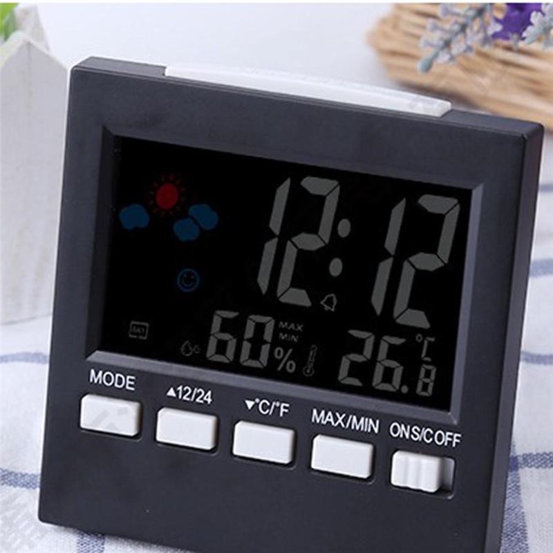 Голосовое управление ЖК-экраном Термометр Часы Внутренний монитор влажности Электронные цифровые часы