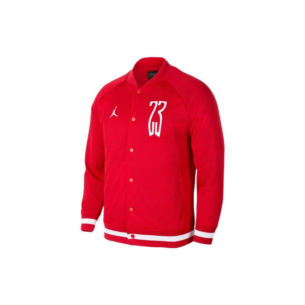 Jordan Logo Print Mesh Baseball Jersey Men Tops Red AQ0617-687