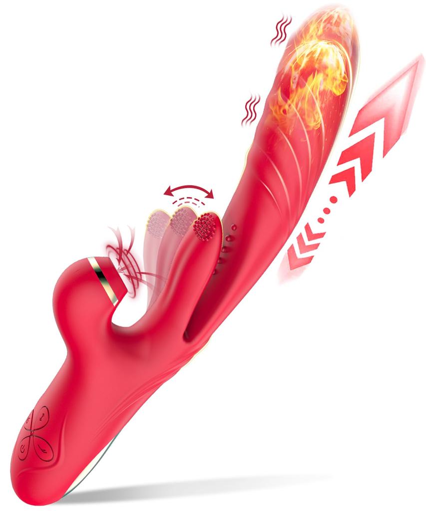 Вибратор 3 в 1 для женщин Дилдо Постукивание Нагрев Стимулятор клитора Присоска Мастурбаторы для вагины Массажер простаты Игрушки для секса для взрослых