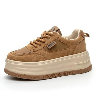 Мода Высокое качество 7 см Ткань Замша Натуральная кожа Мода Женщины Осень Массивные Кроссовки Платформа Клин Женщины Вулканизированные Новая Весенняя Обувь