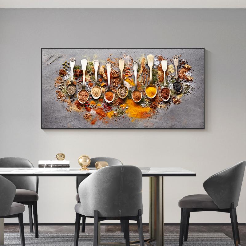 Nordic Modern Spoon Grains Spices Posters and Prints Kitchen Wall Art Canvas Painting Picture for Living Room Cuadros