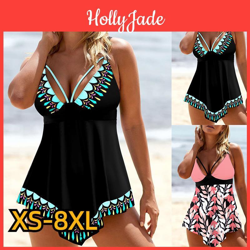 High Women 2024 Tankini Waist Summer New Design Printing Swimwear Swimsuit Bikini Bathing Suit Two Piece Set Beach Weart Xs8xl