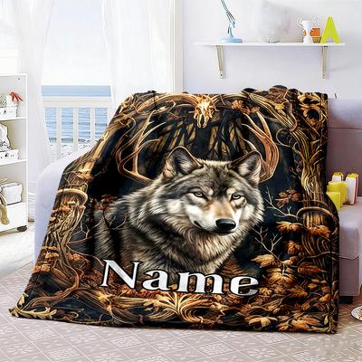 Wolf Forest Home Customize Your Name Customize Your Name Blankets Comfortable Soft Lightweight Allseason Multipurpose Customize Your Name Blanket For