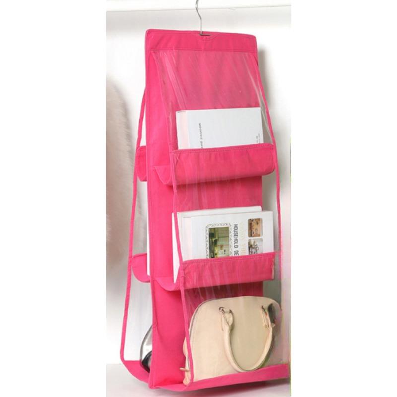 1PC Double-sided Six-mouth Bag Hanging Bag, Non-woven Hanging Handbag Storage Hanging Bag, Bag Storage Bag