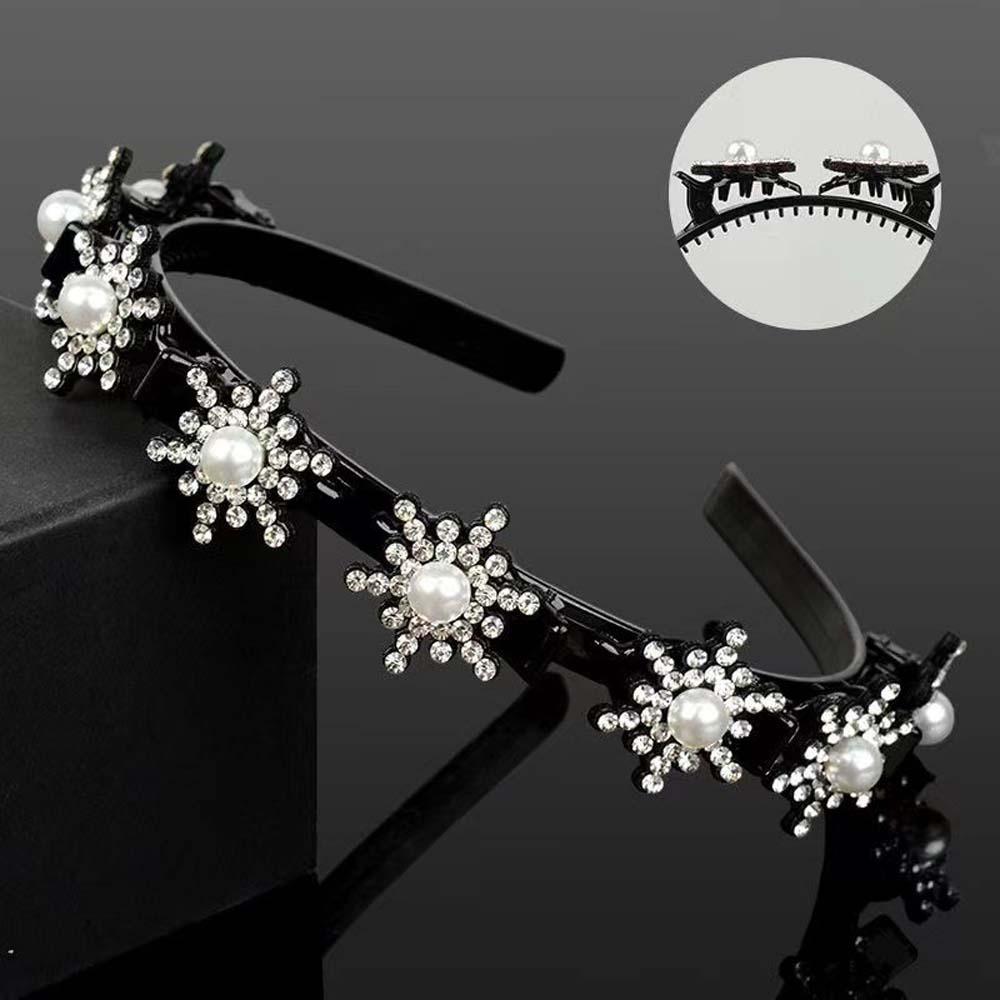 Elegant Women Pearl Hair Hoop Snowflake Star Rhinestone Bangs Clip Headband Daily